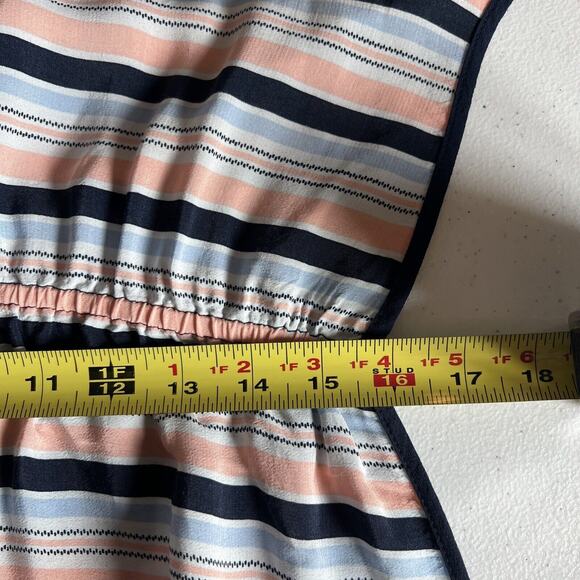 TOMMY HILFIGER Blue Striped Sleeveless Dress elastic Waist Size Medium rayon - Picture 9 of 10